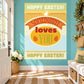 Easter rectangle sticker: Happy Easter and Somebunny Loves You with egg and bunny