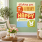 Rectangle Easter sticker with 'Wishing you a beary happy Easter' and bear/bunny icons