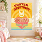 Easter greetings rectangle sticker with yellow bunny face and “Somebunny loves you” text