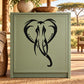 Tribal elephant head decal, black silhouette on light green background