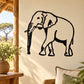 Elephant line-art wall decal, black