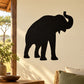 Raised-trunk elephant wall decal, black silhouette.
