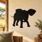 Black elephant silhouette wall decal with trunk raised and detailed legs