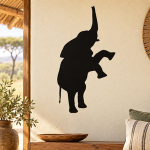 Standing elephant wall decal, black silhouette