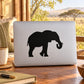 Black elephant silhouette decal on white laptop
