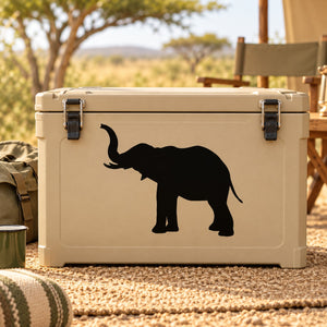 Happy elephant decal sticker with black elephant silhouette