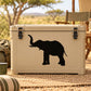 Happy elephant decal sticker with black elephant silhouette