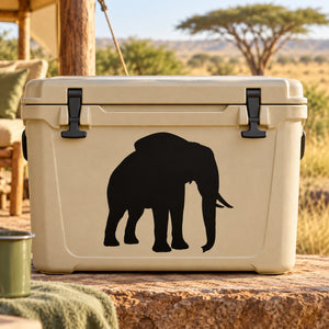 Black elephant silhouette decal sticker for outdoor gear