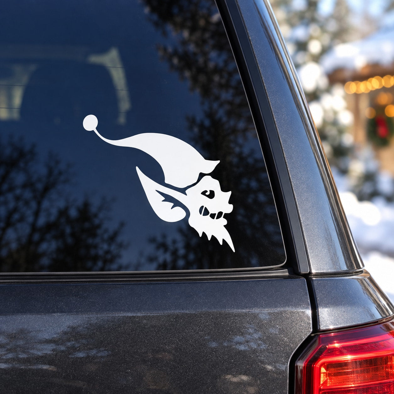 Elf and sprite decal: white fantasy elf silhouette on car window glass