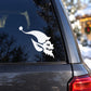 Elf and sprite decal: white fantasy elf silhouette on car window glass