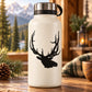 White water bottle with black elk antler decal