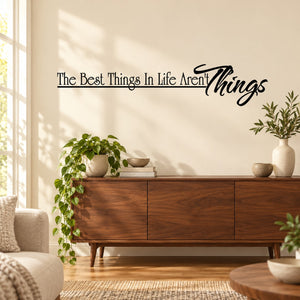 Wall decal with quote text and large script word "Things" in black
