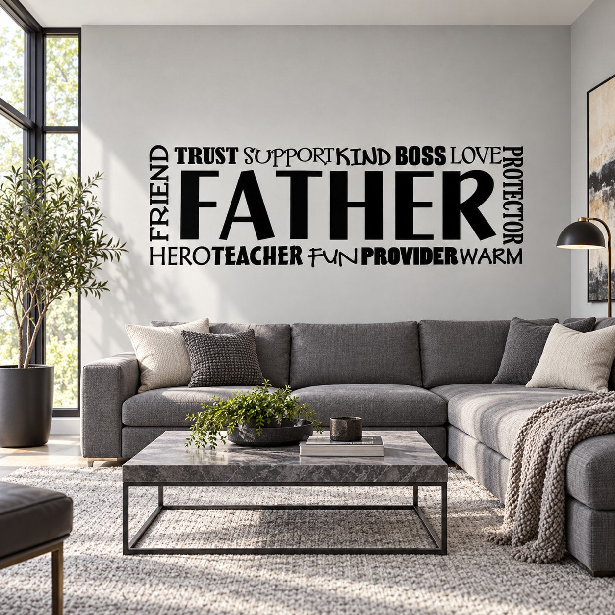 FATHER word collage wall decal with surrounding motivational words
