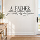 Wall decal featuring 'A FATHER' quote and cursive hearts text