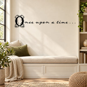 Fantasy wall decal with ornate black Once upon a time script
