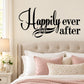 Happily ever after wall decal in black cursive script lettering
