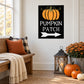 Black Pumpkin Patch sticker with orange pumpkin graphic and banner text