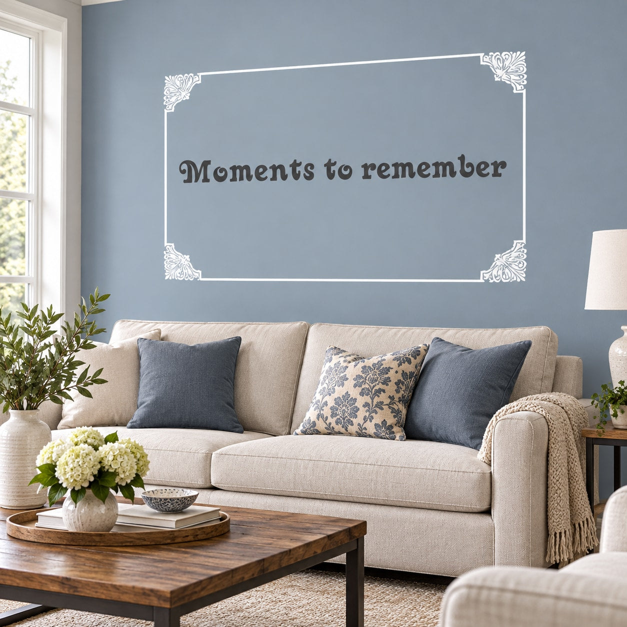 Moments to remember Wall Decal — illustrative vinyl decal application mockup. Surrounding objects are not included.