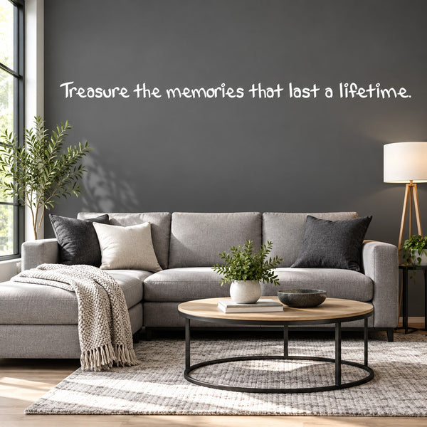 Treasure the memories wall decal quote: 'that last a lifetime'