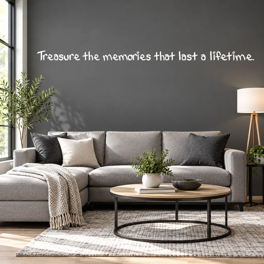 Treasure the memories wall decal quote: 'that last a lifetime'