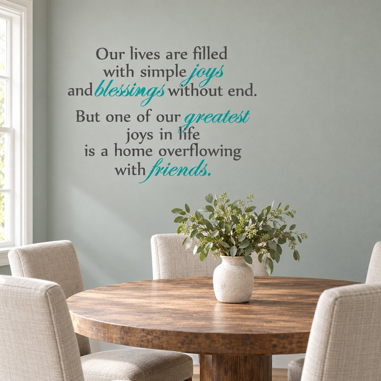 Printed die-cut wall decal with inspirational text and leafy branch illustration