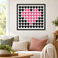 Heart collage wall decal with black and pink hearts in a rectangular frame