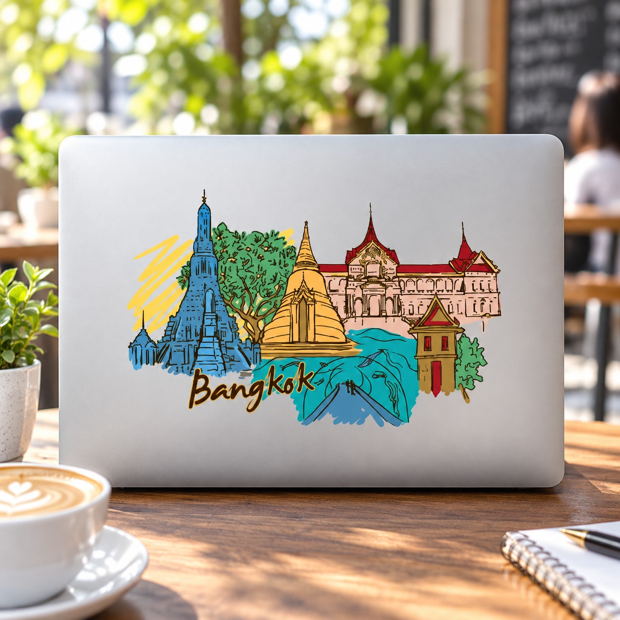 Bangkok Sticker — illustrative vinyl decal application mockup. Surrounding objects are not included.