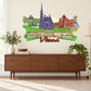 Vienna skyline wall sticker with colorful buildings and Vienna lettering