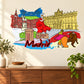 Colorful Madrid city sticker with skyline, matador, and 'Madrid' text.