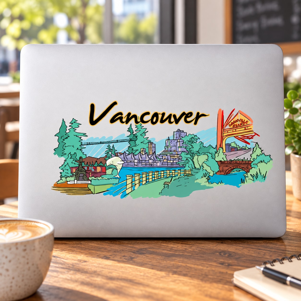 Vancouver Sticker — illustrative vinyl decal application mockup. Surrounding objects are not included.