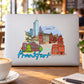 Frankfurt skyline sticker with airplane and 'Frankfurt' text