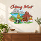 Chiang Mai sticker with red cursive text and illustrated city landmarks, elephants, temples