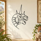 Horned lizard king wall decal, black line art profile with spiky horns and face