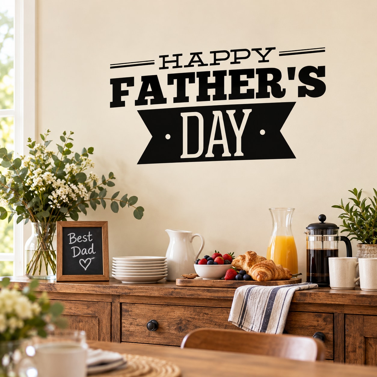 Happy Father's Day wall decal in bold black lettering