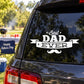 Best Dad Ever mustache decal, white 'Best DAD EVER' lettering on car window