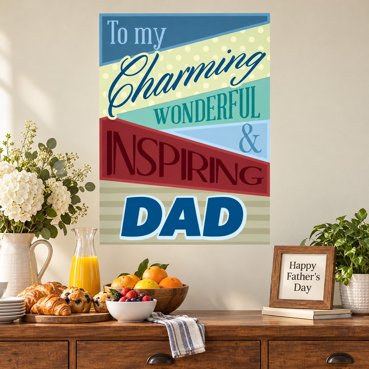 Father's Day wall decal: 'Charming WONDERFUL & INSPIRING DAD'