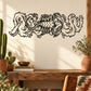 Black scorpion and smoke line-art wall decal with flame-like swirls.
