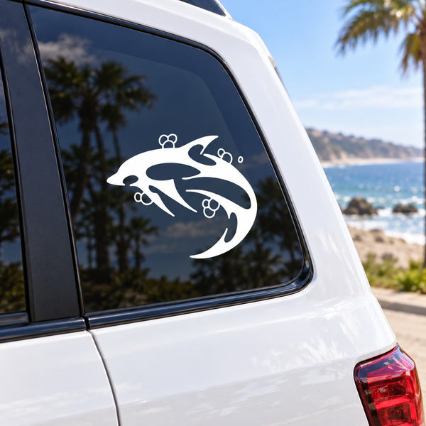 White dolphin hourglass decal for car rear window