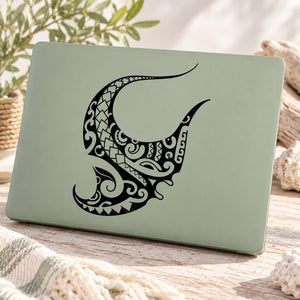 Ornate stingray decal with black decorative ray silhouette on mint background