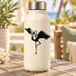 White bottle with black flamingo grooming decal