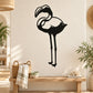 Standing flamingo wall decal with bold black silhouette, long legs and beak