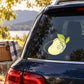 Floral doodle vinyl decal: pale yellow flower with green outline and vine swirls