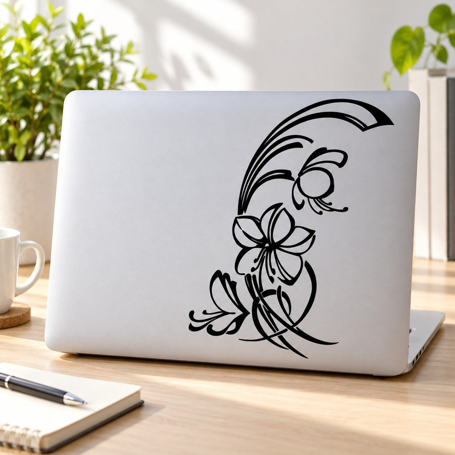 Decorative Flower Decals - Additional Choices — illustrative vinyl decal application mockup. Surrounding objects are not included.