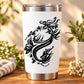 Black ornamental flower and vine decal on white tumbler