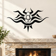 Black tribal flower tattoo wall decal with symmetrical winged design