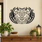 Tribal flower wall decal with black circular lotus design, symmetrical lines