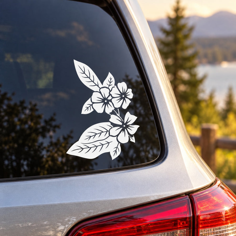 Flower Flowers Design Car Window Vinyl Decal Sticker Stickers 99 — illustrative vinyl decal application mockup. Surrounding objects are not included.