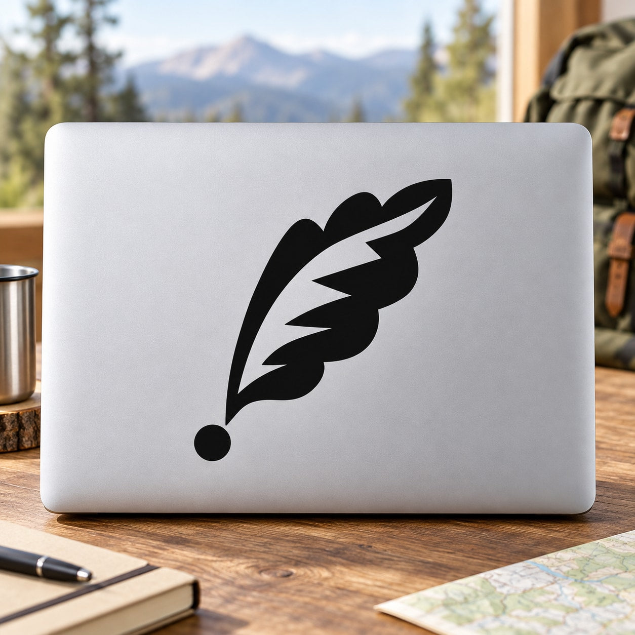 Black flower-style vinyl window decal sticker with petal leaf graphic