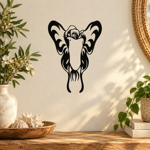 Butterfly vinyl wall decal, black butterfly design with detailed wings and antennae
