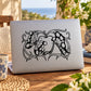 Butterfly vinyl wall decal with black ornamental outline design
